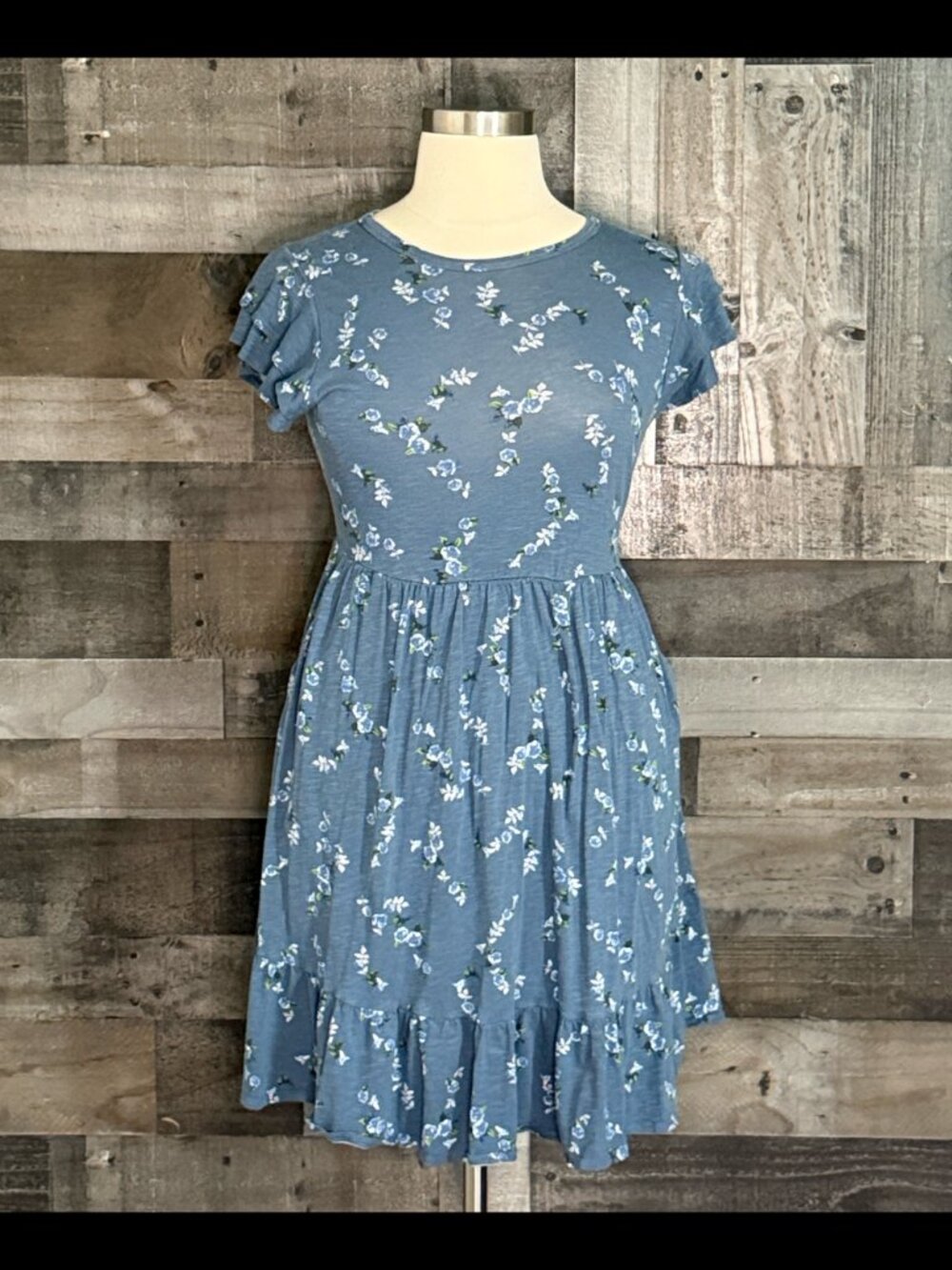 Torrid 0 blue floral peasant dress pastel feminine cottagecore garden party